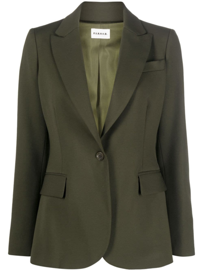 P.a.r.o.s.h Peak-lapels Single-breasted Blazer In Green