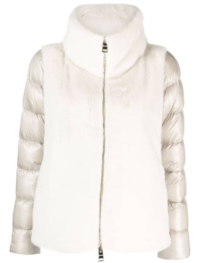 Herno Panelled Quilted Jacket In Neutrals