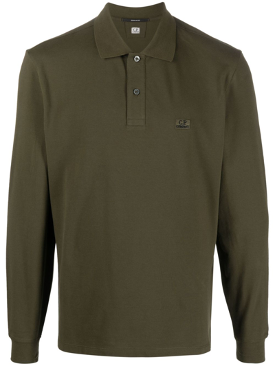 C.p. Company Logo-patch Polo Shirt In Green