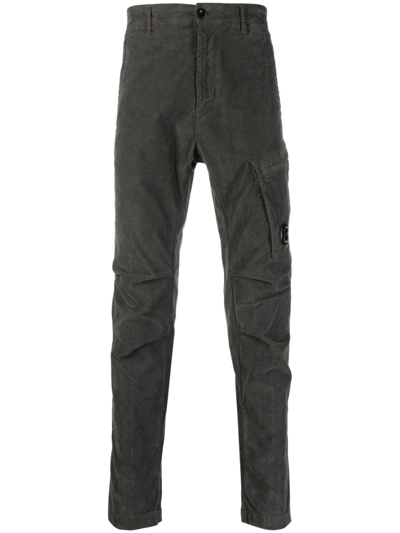 C.p. Company Lens-detail Corduroy Cargo Trousers In Grey