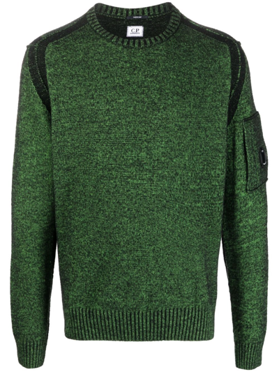 C.p. Company Lens-detail Ribbed Jumper In Green