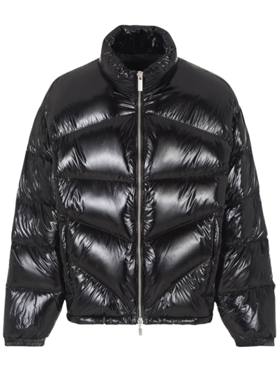 Armani Exchange High-shine Puffer Jacket In Black