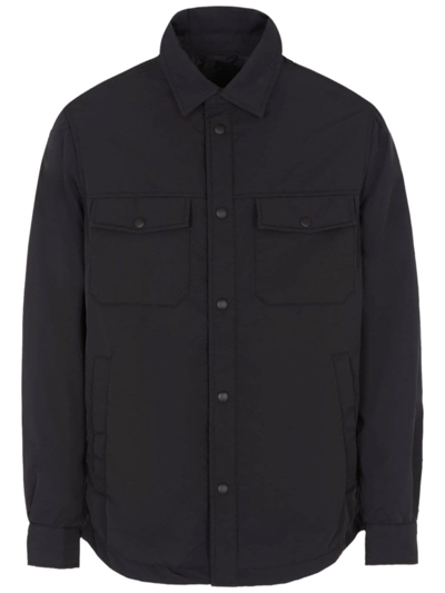 Armani Exchange Logo-print Button-up Shirt Jacket In Black