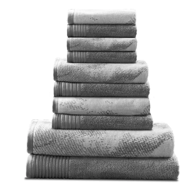 Superior Marble Effect Cotton Absorbent Textured Ultra-plush 10-piece Towel Set In Brown