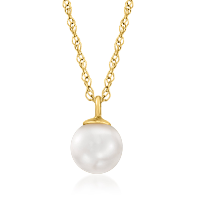 Rs Pure By Ross-simons 5-5.5mm Cultured Pearl Pendant Necklace In 14kt Yellow Gold In Silver