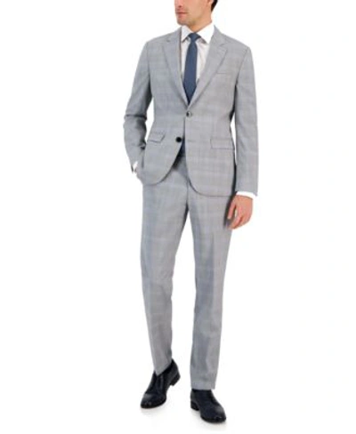 Hugo Boss Mens Modern Fit Plaid Wool Suit Separates In Grey Plaid