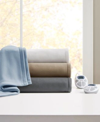 Premier Comfort Classic Fleece Heated Blankets Bedding In Grey