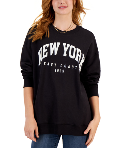 Rebellious One Juniors' New York Crewneck Sweatshirt In Black