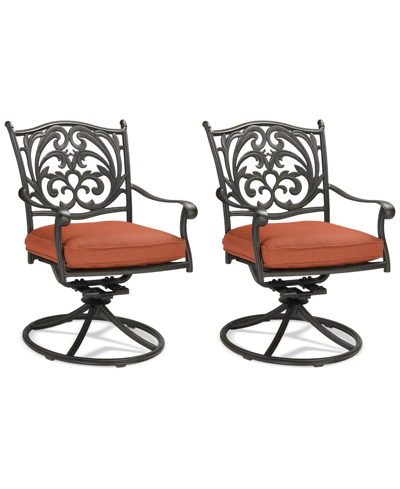 Furniture Set Of 2 Chateau Cast Aluminum Outdoor Dining Swivel Rockers, Created For Macy's In Brick Red