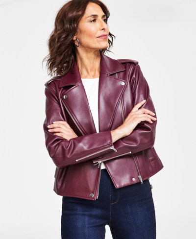 Inc International Concepts Women's Faux-leather Jacket, Created For Macy's In Port