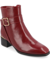 Journee Collection Women's Elley Buckle Strap Block Heel Booties In Red