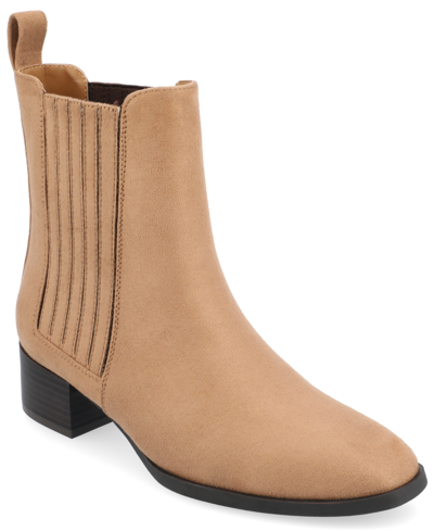 Journee Collection Women's Wrenley Tru Comfort Foam Chelsea Square Toe Booties In Tan