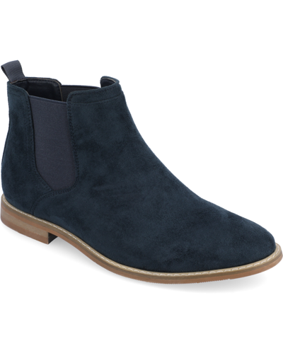 Vance Co. Men's Marshall Wide Width Tru Comfort Foam Pull-on Round Toe Chelsea Boots In Blue