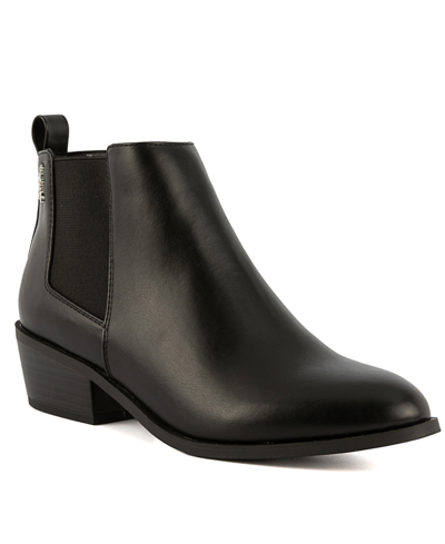 Sugar Envoy Womens Faux Leather Zip Up Ankle Boots In Black