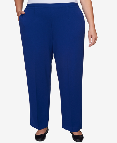 Alfred Dunner Plus Size Downtown Vibe Scuba Crepe Stretch Fit Average Length Pants In Royal Blue