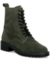Lucky Brand Women's Kancie Lace-up Lug Sole Combat Boots In Kobain Olive Suede