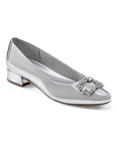 Easy Spirit Women's Eflex Carisma Pointy Toe Slip-on Dress Pumps In Silver Chrome - Manmade