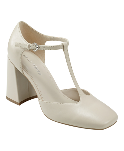 Marc Fisher Women's Cyrene Tapered Block Heel Dress Pumps In Ivory Leather