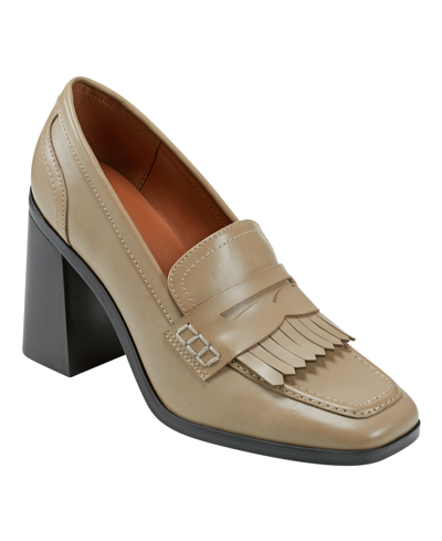 Marc Fisher Women's Hamish Block Heel Square Toe Dress Loafers In Taupe