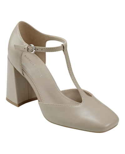 Marc Fisher Women's Cyrene Tapered Block Heel Dress Pumps In Taupe Leather