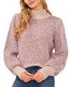 Cece Multicolored Knit Mock Neck Sweater In Cereal