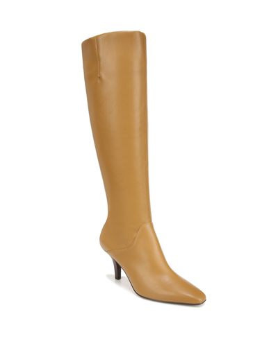 Franco Sarto Lyla Wide Calf Dress Boots In Camel Brown Faux Leather