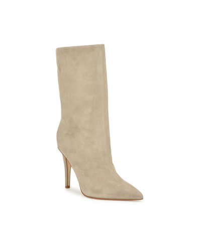 Nine West Women's Frenchi Pointy Toe Stiletto Dress Boots In Taupe Suede