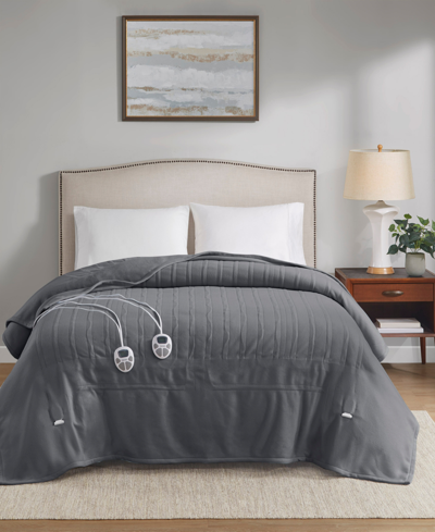 Premier Comfort Closeout!  Classic Fleece Heated Blanket, Twin In Grey