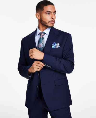 Tayion Collection Mens Classic Fit Vested Suit Separate In Dark Blue