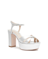 Schutz Keefa Metallic Leather Platform Sandals In Silver