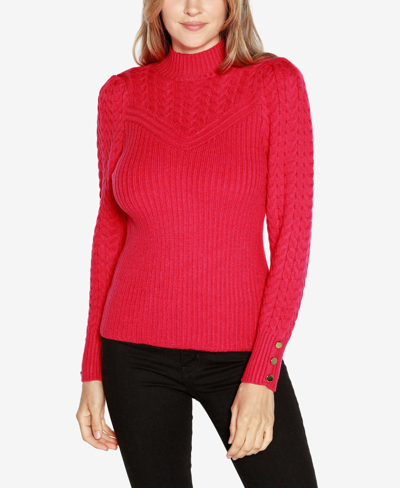 Belldini Black Label Women's Ribbed Sweater In Azalea