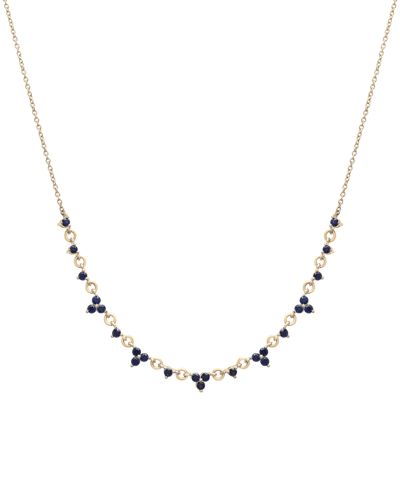 Macy's Black Sapphire Mini Cluster 17" Collar Necklace (7/8 Ct. T.w.) In 14k Gold-plated Sterling Silver