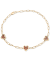 MACY'S GARNET HEART CLUSTER PAPERCLIP LINK BRACELET (3/4 CT. T.W.) IN 14K GOLD-PLATED STERLING SILVER