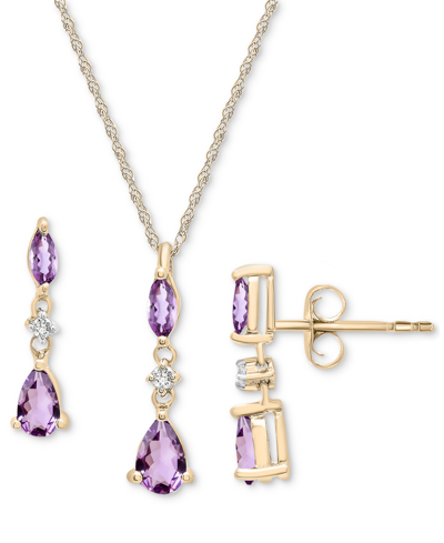 Macy's 2-pc. Set Rose De France Amethyst (1-1/4 Ct. T.w.) & Diamond (1/20 Ct. T.w.) Pendant Necklace & Matc