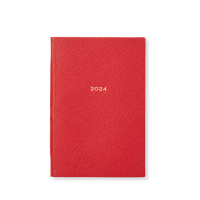Smythson 2024 Chelsea Weekly Agenda In Panama In Scarlet Red