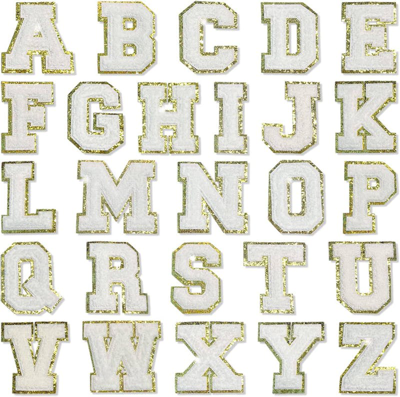 Threaded Pear White Self Adhesive Chenille Letters Patches