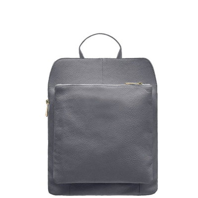 Sostter Small Slate Grey Pebbled Leather Pocket Backpack | Baday