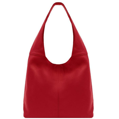 Sostter Red Soft Pebbled Leather Hobo Bag | Babxe