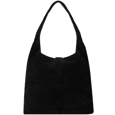 Brix + Bailey Black Soft Suede Leather Hobo Shoulder Bag
