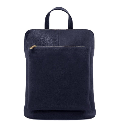 Sostter Navy Pebbled Leather Pocket Backpack | Bxibe In Blue