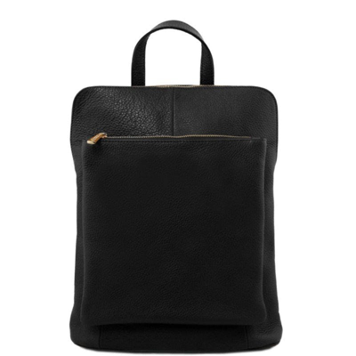 Sostter Black Soft Pebbled Leather Pocket Backpack | Byler