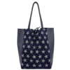 SOSTTER NAVY STAR PRINT SUEDE LEATHER TOTE | BYALL