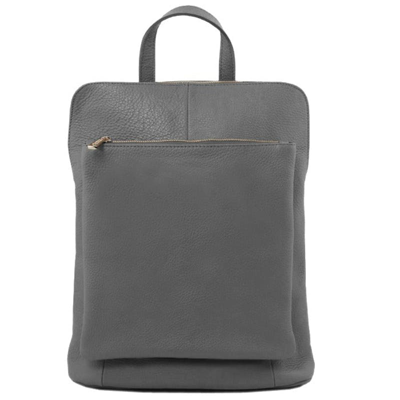 Sostter Slate Soft Pebbled Leather Pocket Backpack | Brxxa In Grey