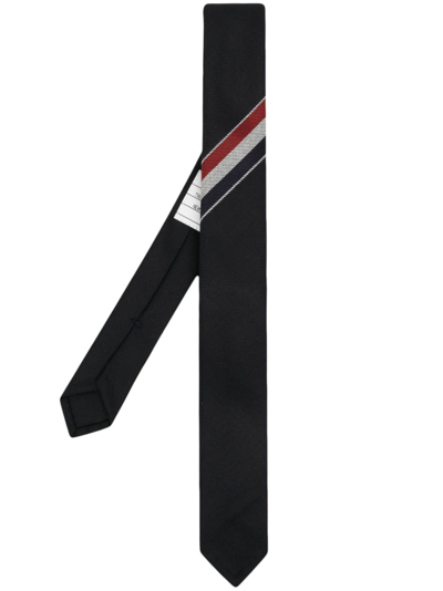 Thom Browne Rwb-stripe Wool Tie In Black
