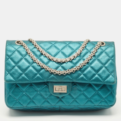 Pre-owned Chanel Metallic Teal Green Quilted Leather Reissue 2.55 Classic 226 Flap Bag