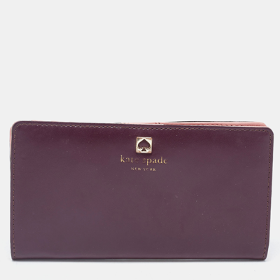 Pre-owned Kate Spade Purple/pink Leather Adel Bifold Wallet
