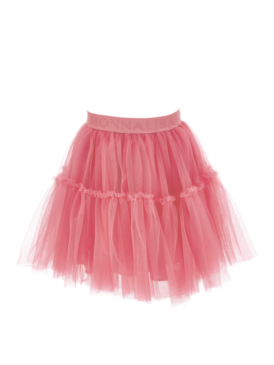 Monnalisa Silk-touch Tulle Skirt In Azalea