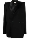 Khaite Asymmetrical Satin Lapel Blazer In Black