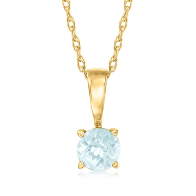 Rs Pure By Ross-simons Aquamarine Pendant Necklace In 14kt Yellow Gold In Blue