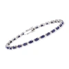 Ross-simons Sapphire Bracelet With Diamond Accents In Sterling Silver In Silver